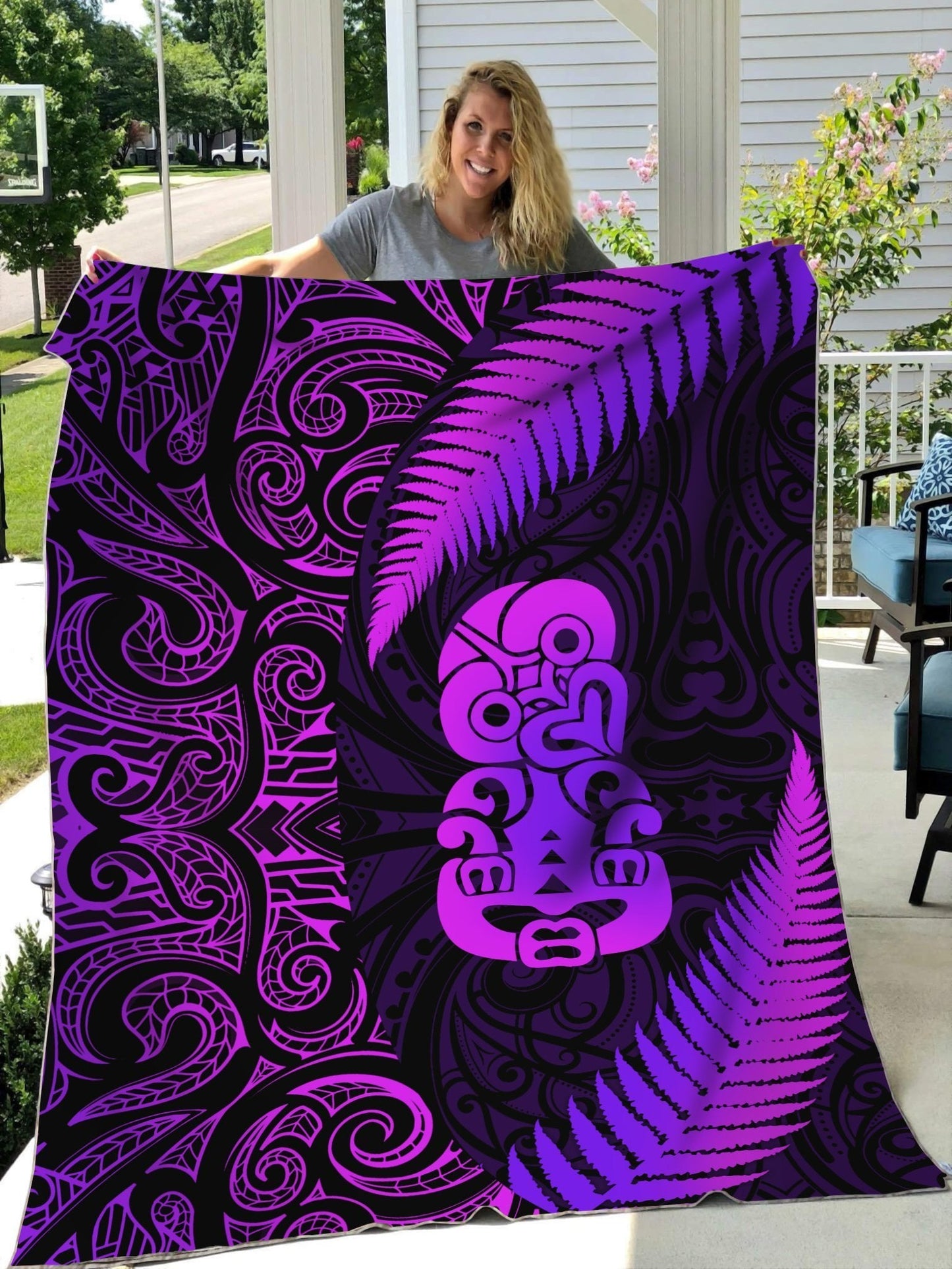 Aotearoa Manaia Silver Fern Purple 3D Printed Quilt