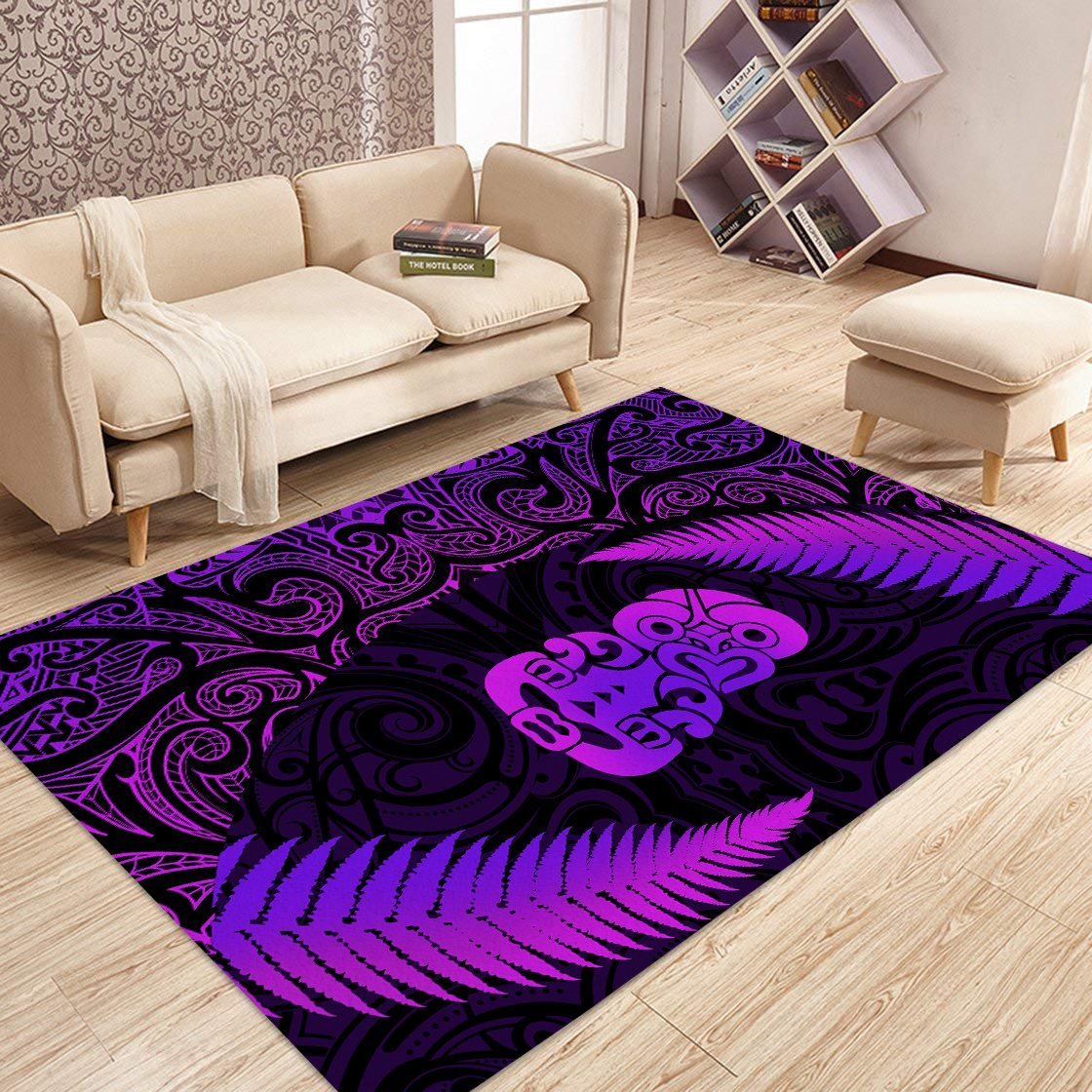 Aotearoa Manaia Silver Fern Purple 3D Design Rug