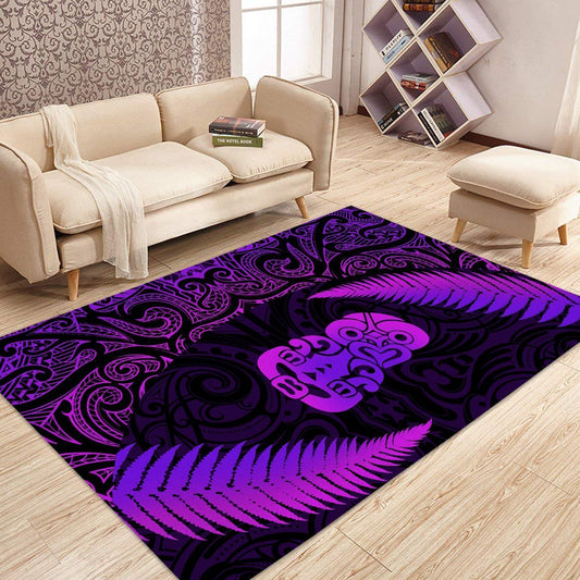 Aotearoa Manaia Silver Fern Purple 3D Design Rug