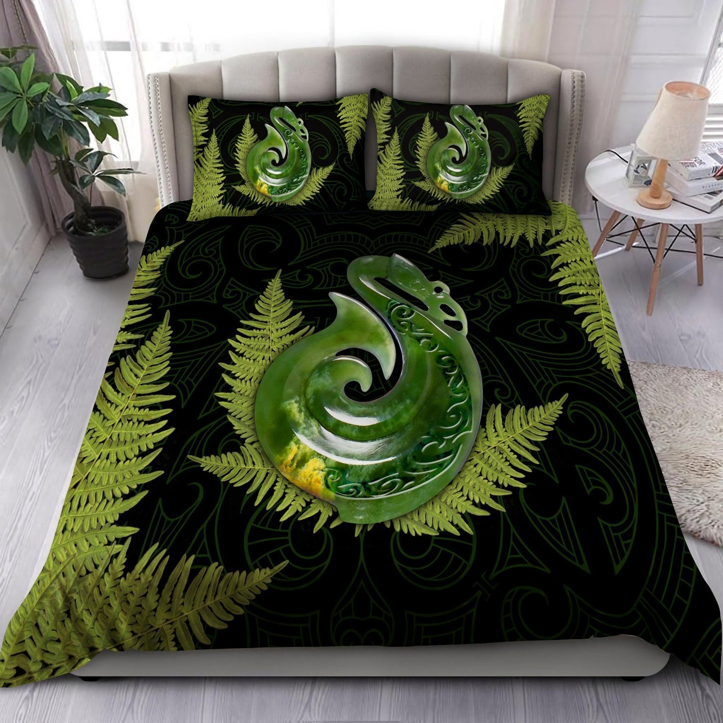 Aotearoa Bedding Set Manaia Silver Fern Paua Shell Bedding Set ML