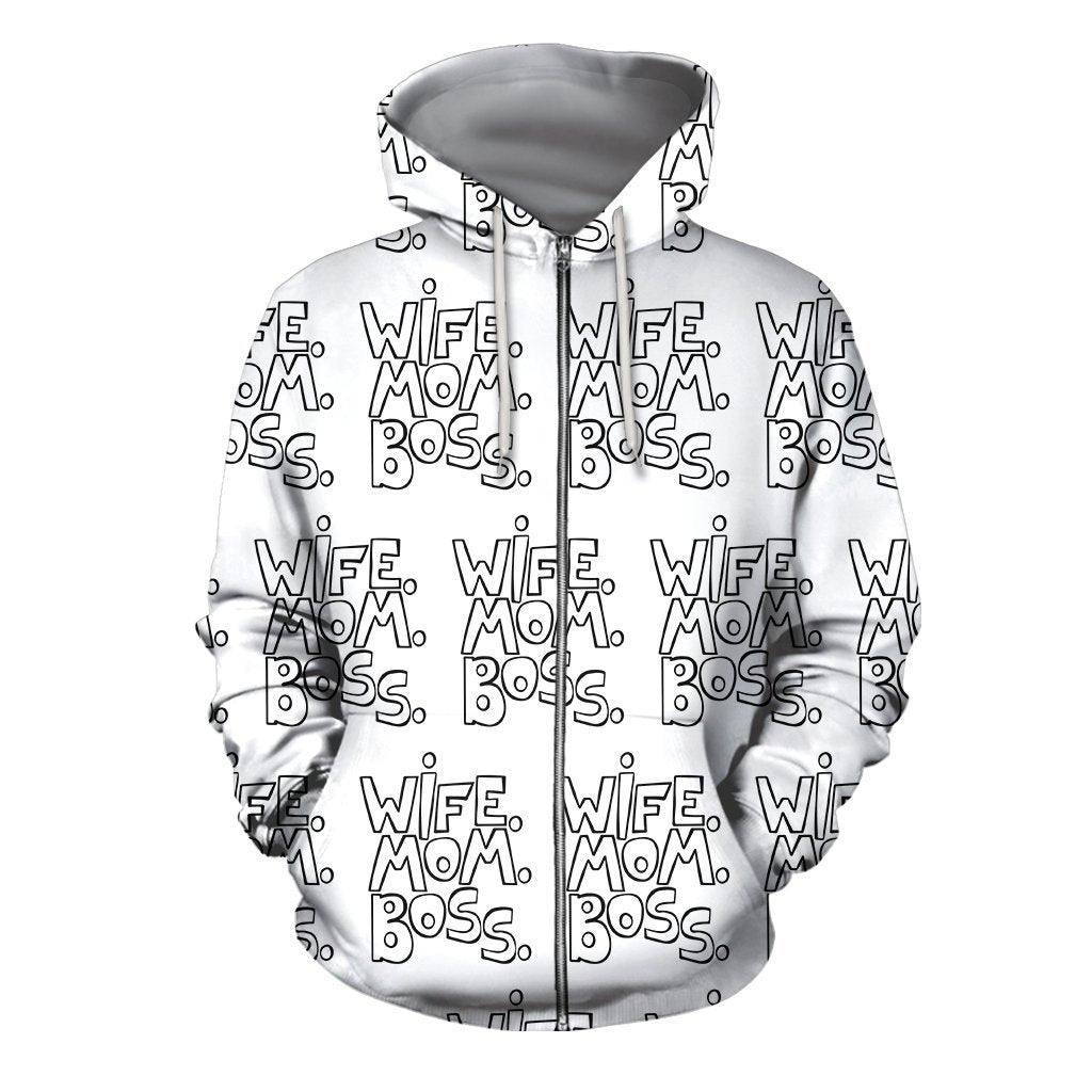 3D All Over Black Wife Mom Boss Hoodie - Amaze Style™-Apparel