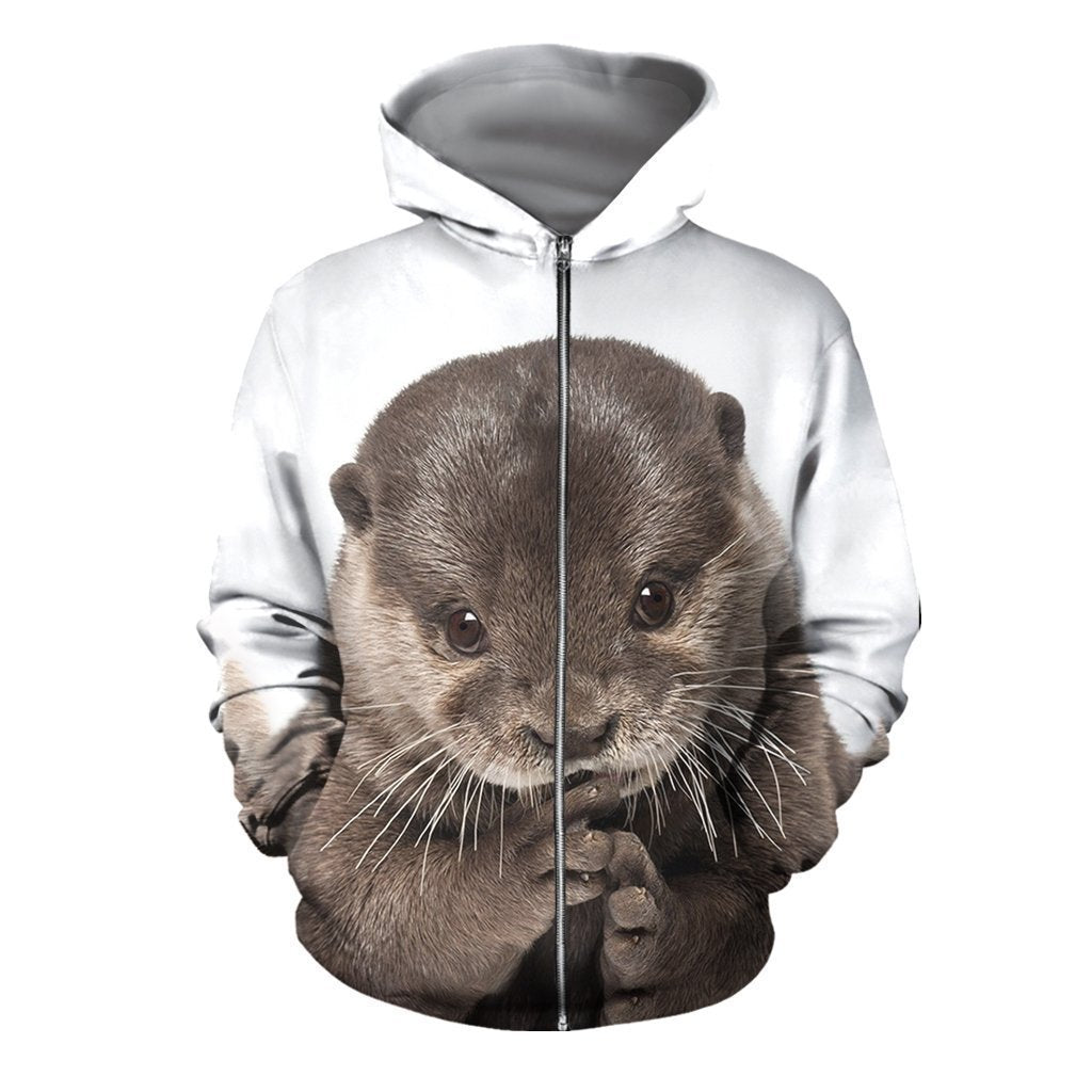 3D All Over Printed Otter Tops-Apparel-6teenth World-ZIPPED HOODIE-S-Vibe Cosy™