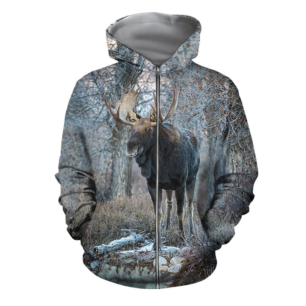 3D All Over Printed Moose Hunting Shirts-Apparel-6teenth World-ZIPPED HOODIE-S-Vibe Cosy™