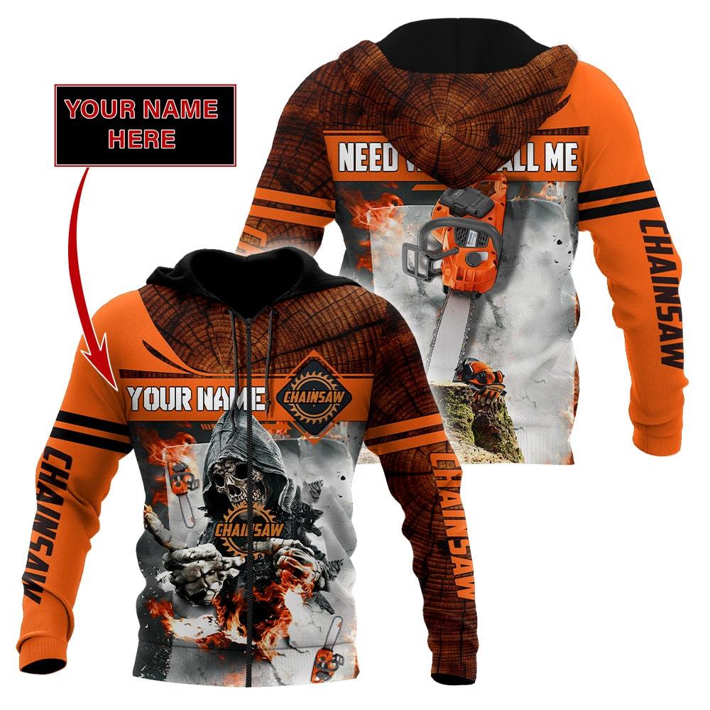 3D Chainsaw Skull Custom Name Unisex Shirts