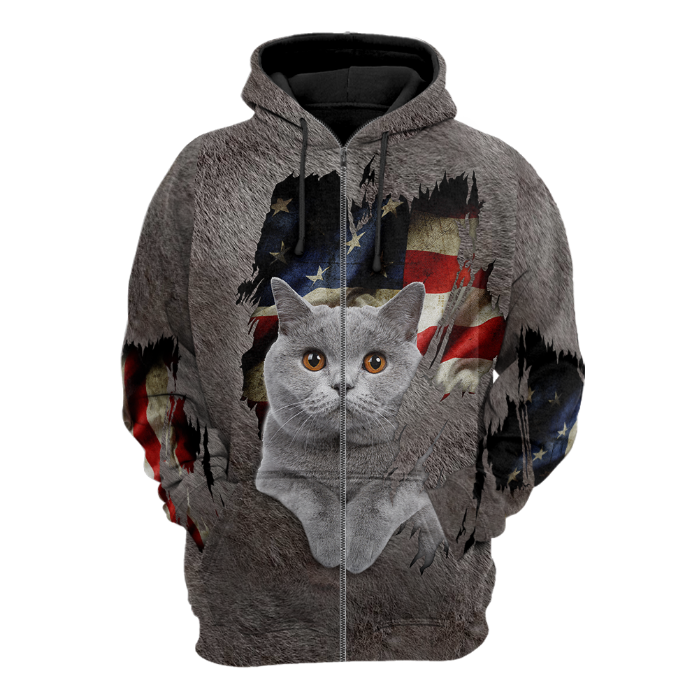 American British Shorthair cat 3D printed shirts for men and women