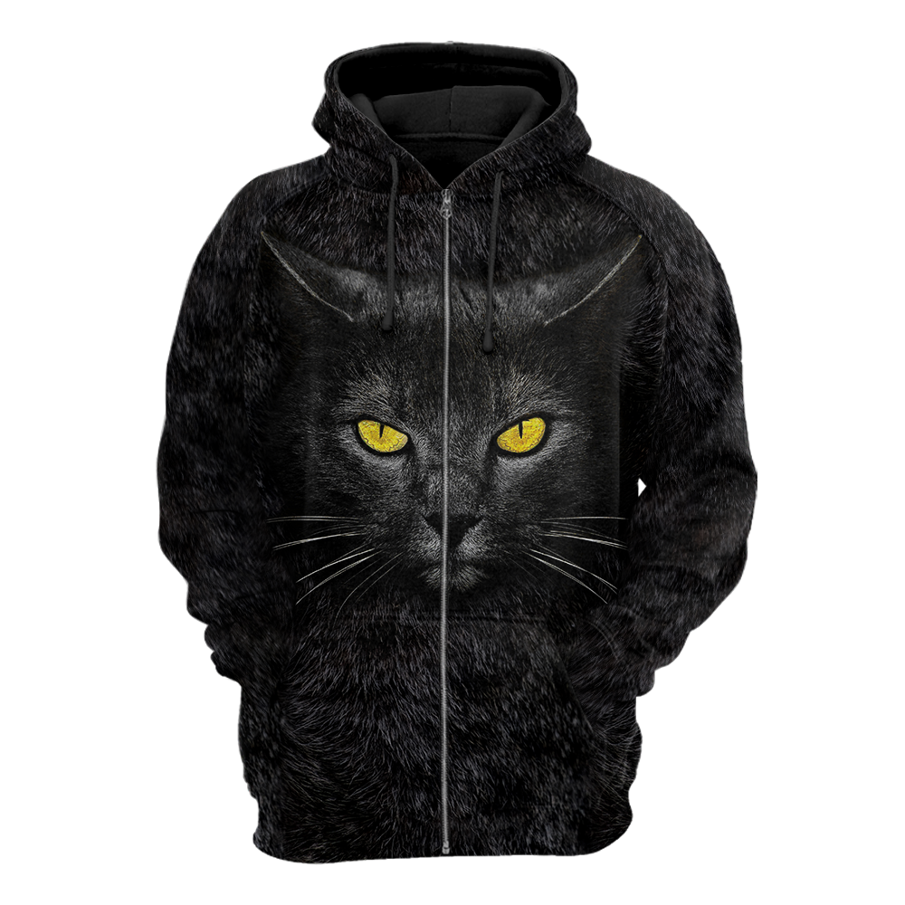 Black Cat face hair premium hoodie sweatshirt cover
