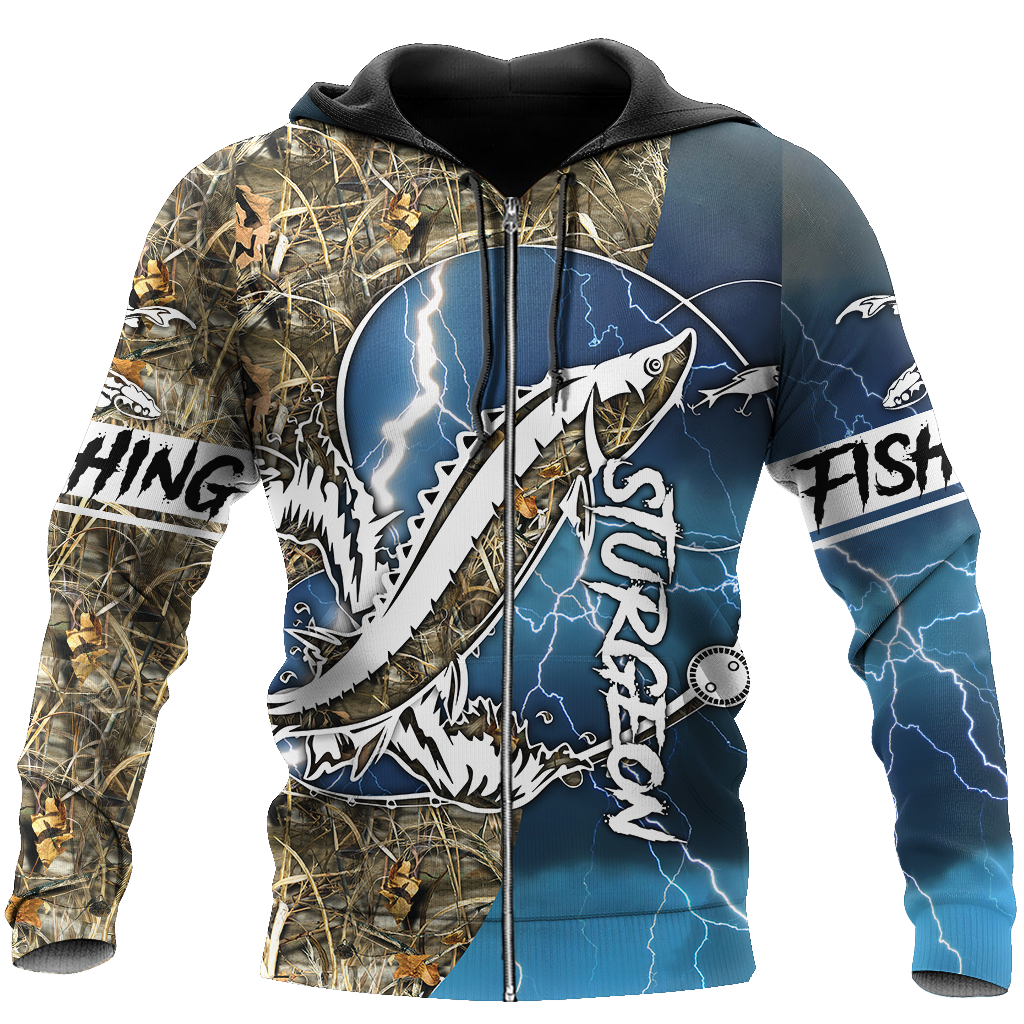 Sturgeon fishing Sport Camo Tattoos - Blue version TR070301 - Amaze Style™-Apparel