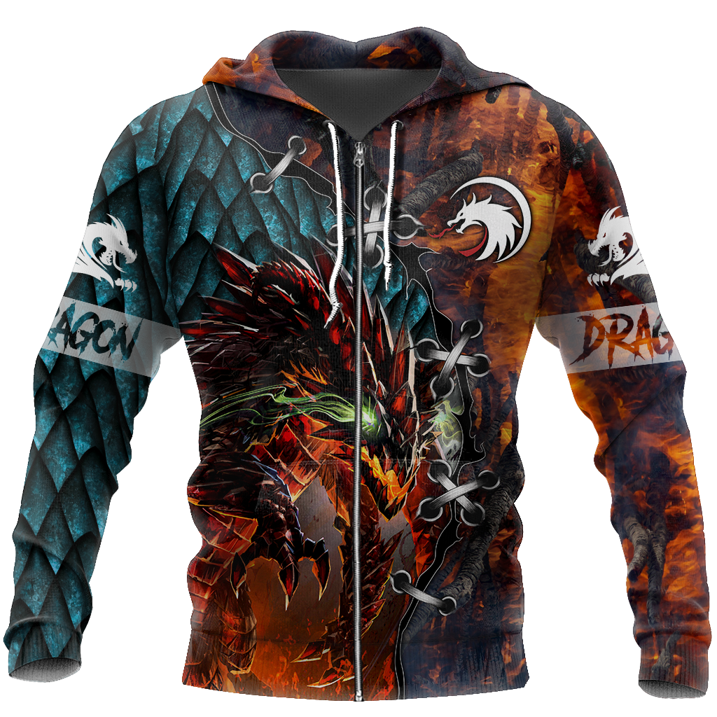 3D Tattoo and Dungeon Dragon T Shirt Hoodie TR121202-Apparel-NM-Zip hoodie-S-Vibe Cosy™