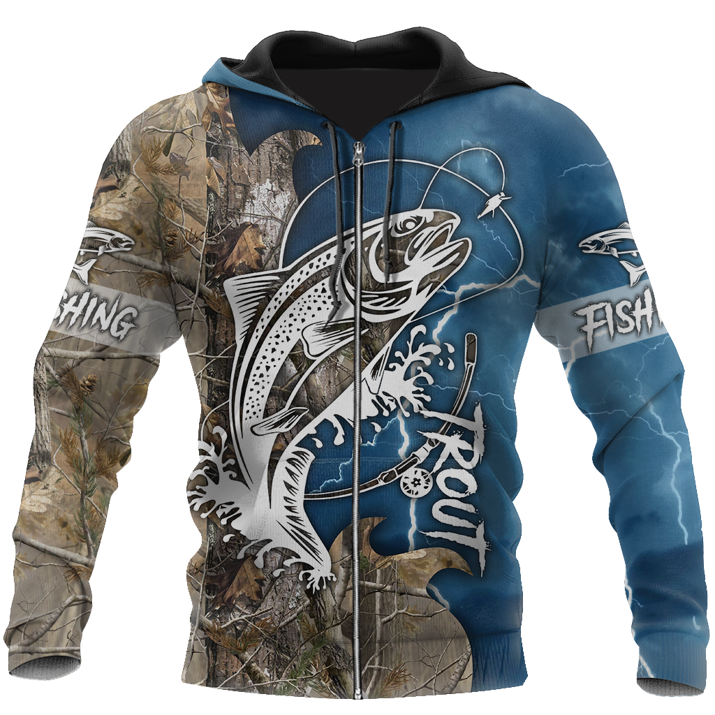 Trout Fishing Tattoo camo shirts for men and women blue color