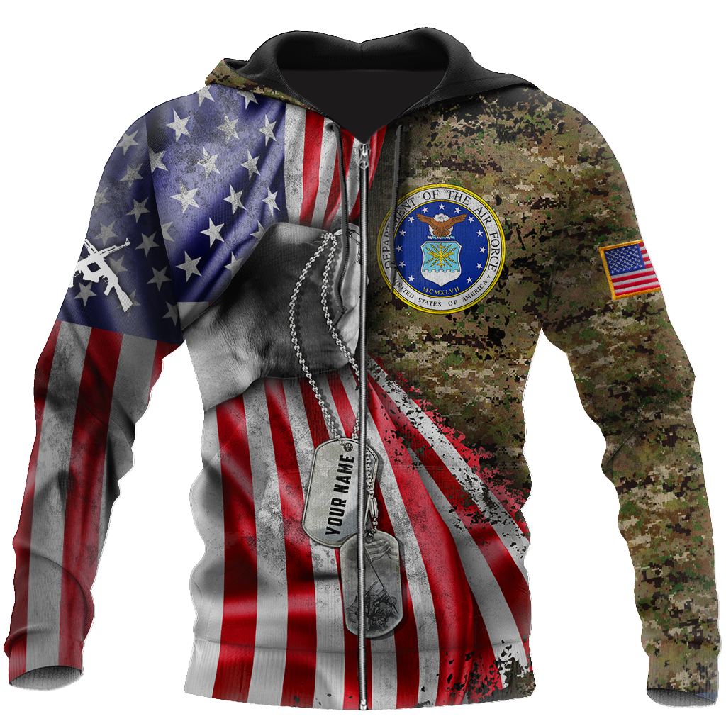 US Air Force tag Custom name 3D shirts for men and women Proud Military