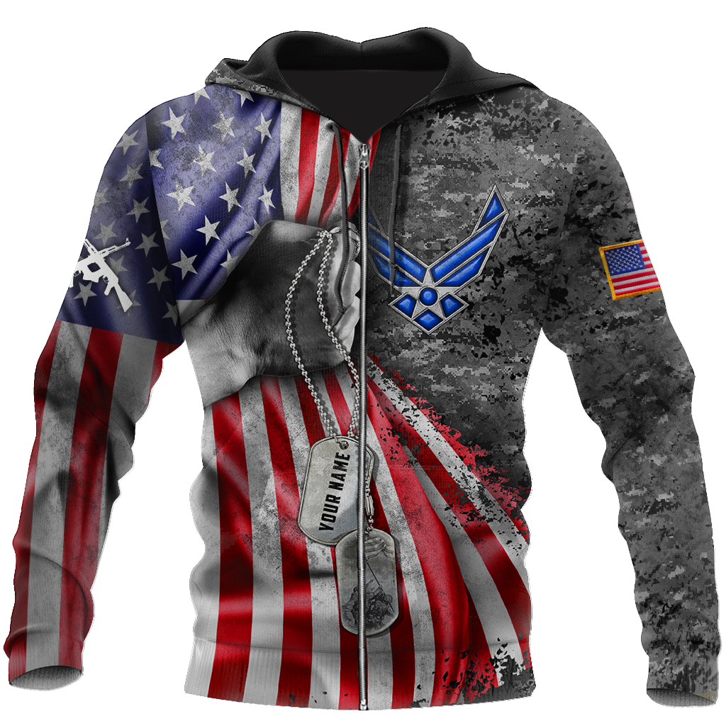 US Air Force tag Custom name 3D shirts for men and women Proud Military