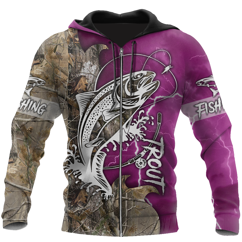 Trout Fishing purple Tattoo camo shirts for men and women