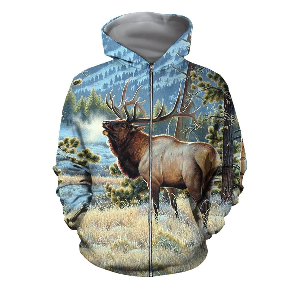 3D All Over Printed Nice Deer Art Clothes-Apparel-6teenth World-ZIPPED HOODIE-S-Vibe Cosy™